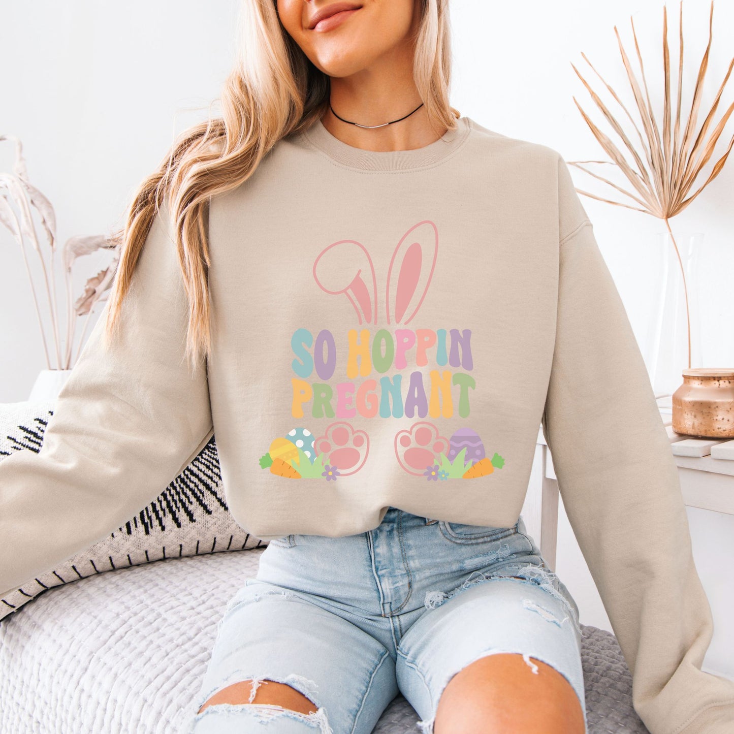 So Hoppin Pregnant Easter Pregnancy Sweatshirt