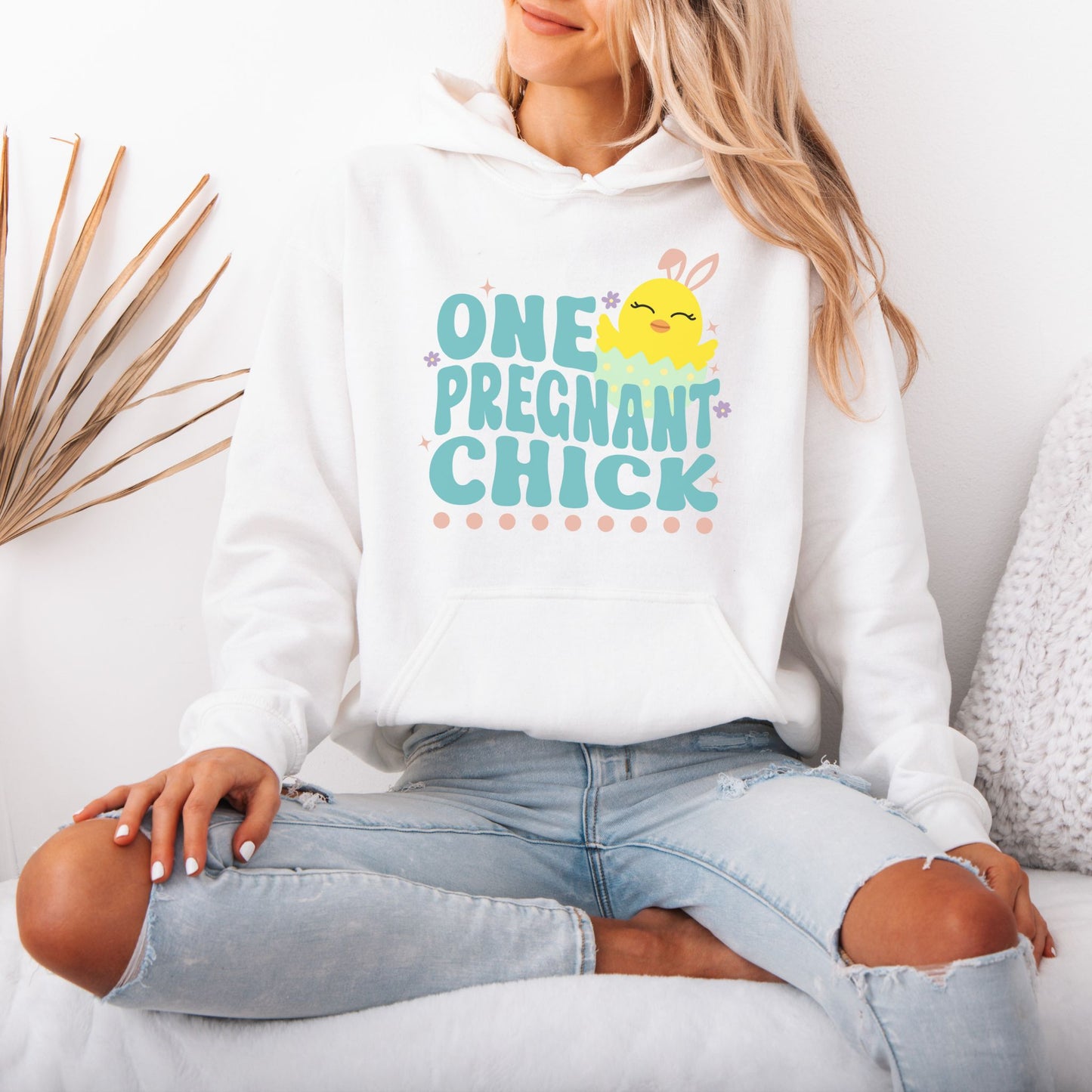 One Pregnant Chick Easter Pregnancy Hoodie