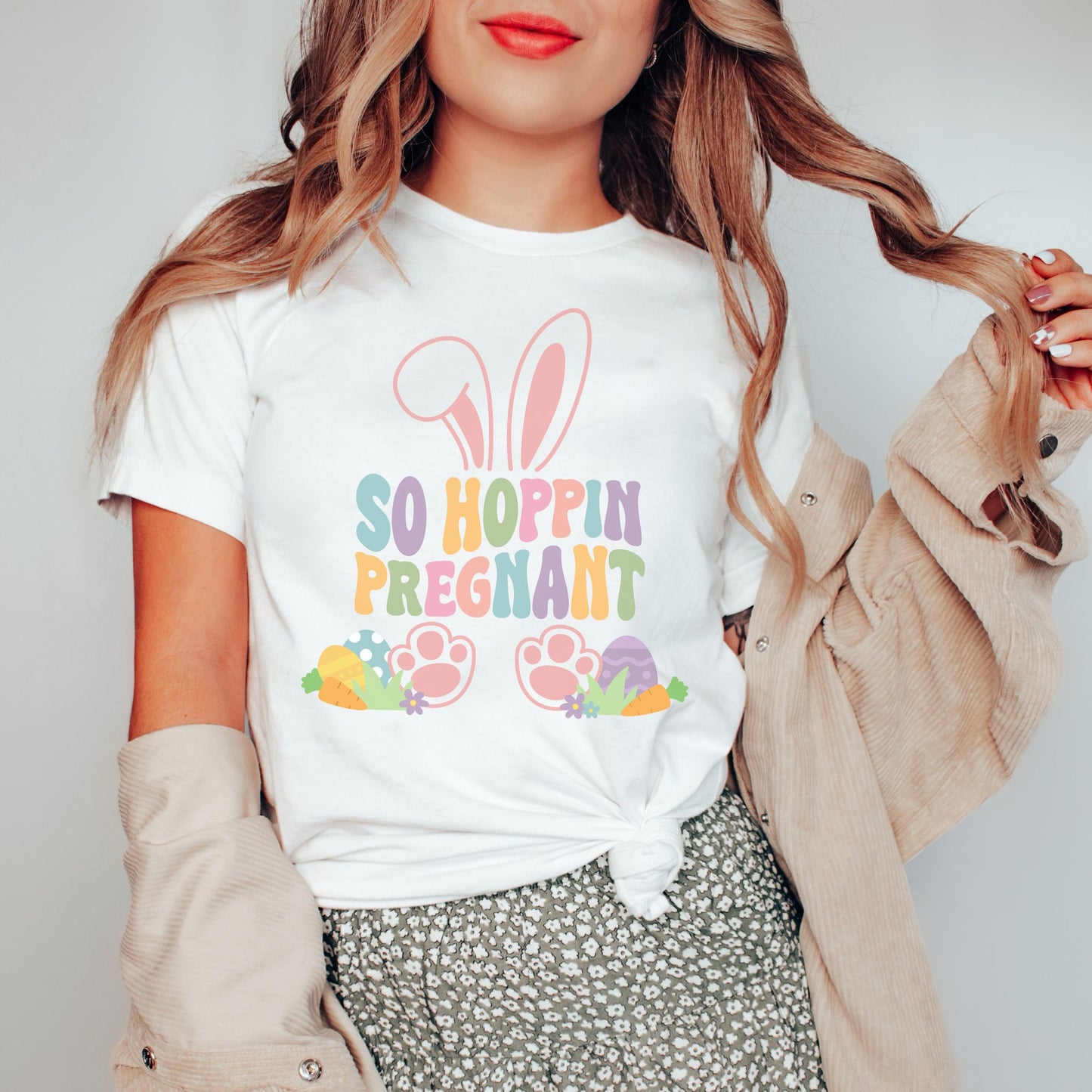So Hoppin Pregnant Easter Pregnancy T-Shirt