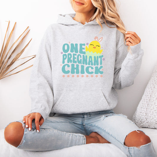 One Pregnant Chick Easter Pregnancy Hoodie