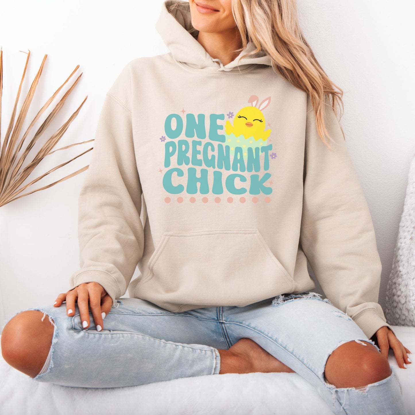 One Pregnant Chick Easter Pregnancy Hoodie