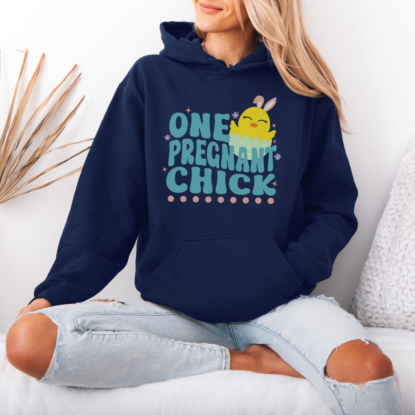 One Pregnant Chick Easter Pregnancy Hoodie