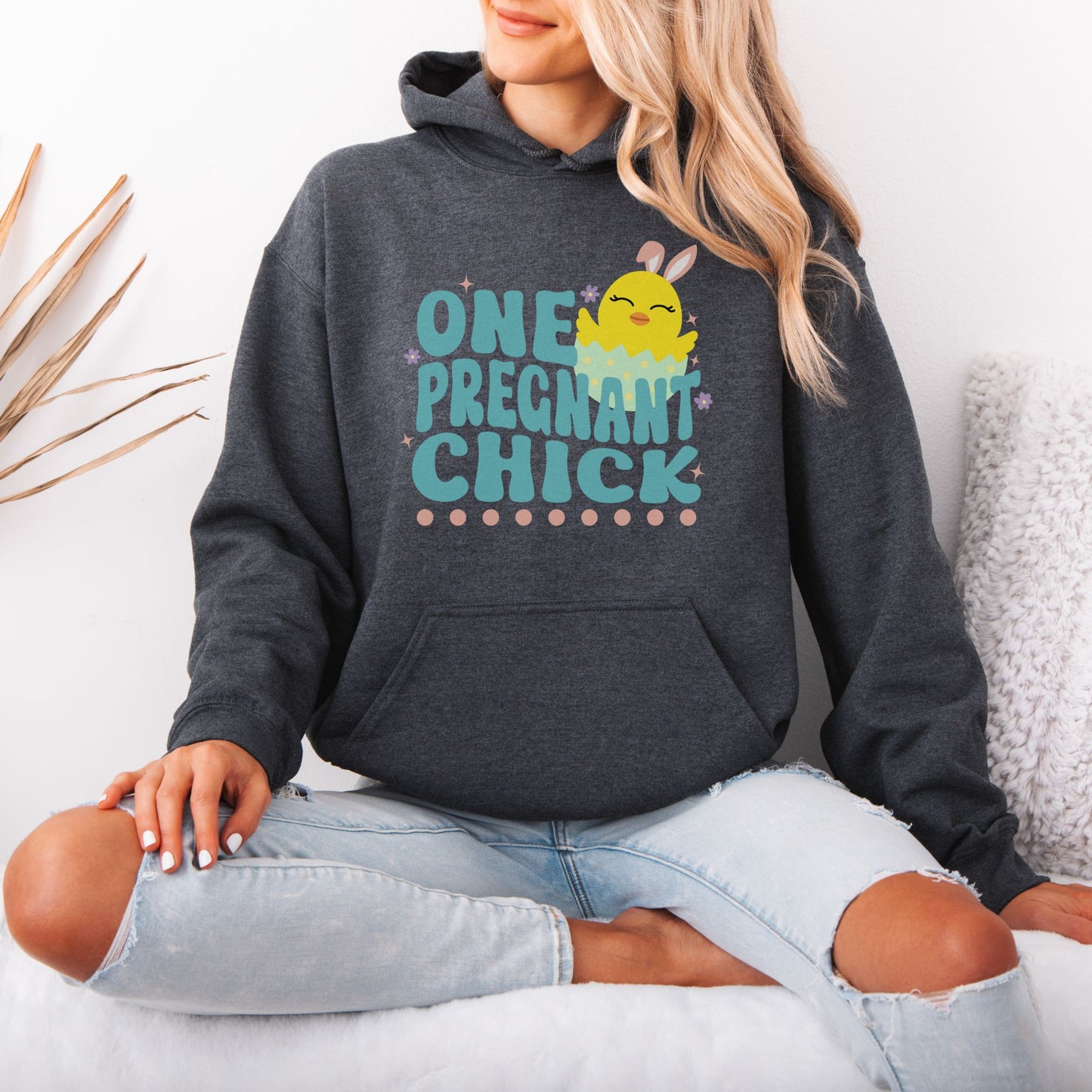 One Pregnant Chick Easter Pregnancy Hoodie