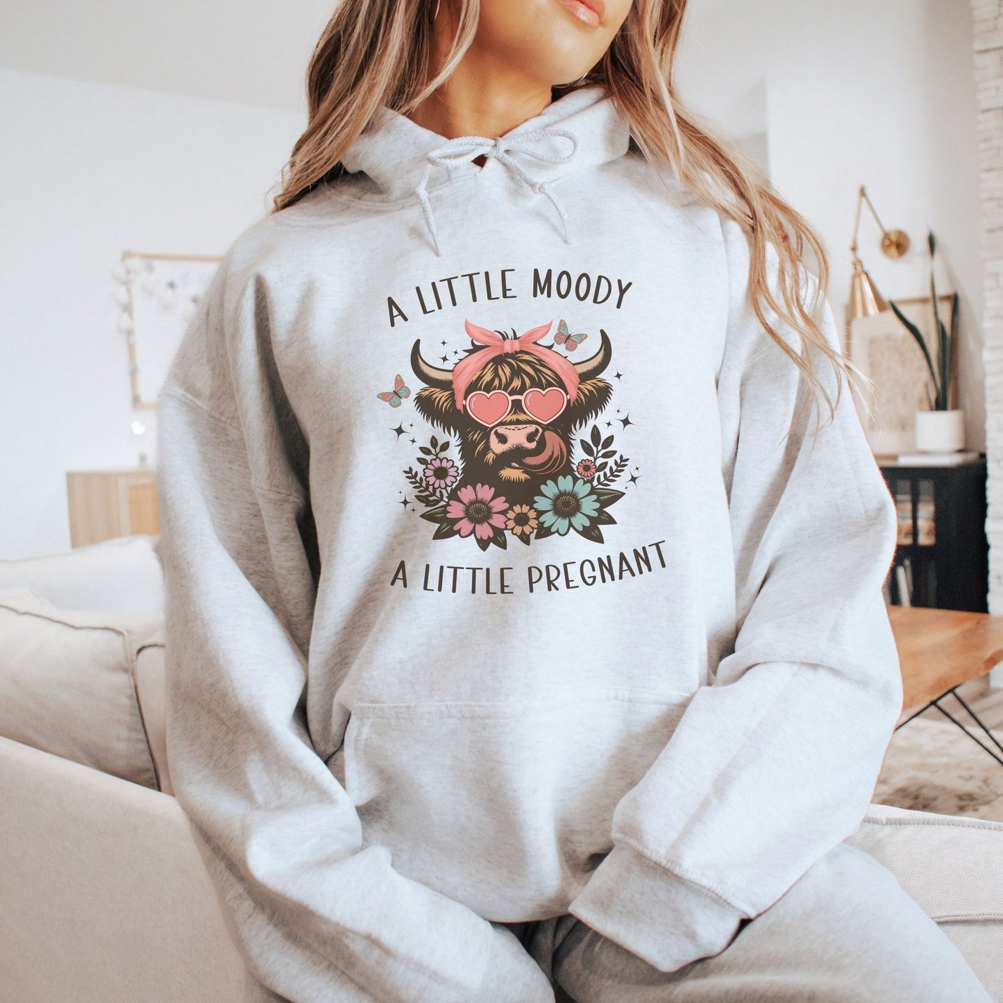 Moody and Pregnant Western Pregnancy Hoodie