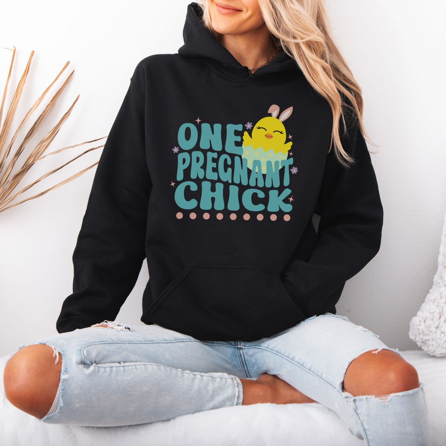 One Pregnant Chick Easter Pregnancy Hoodie
