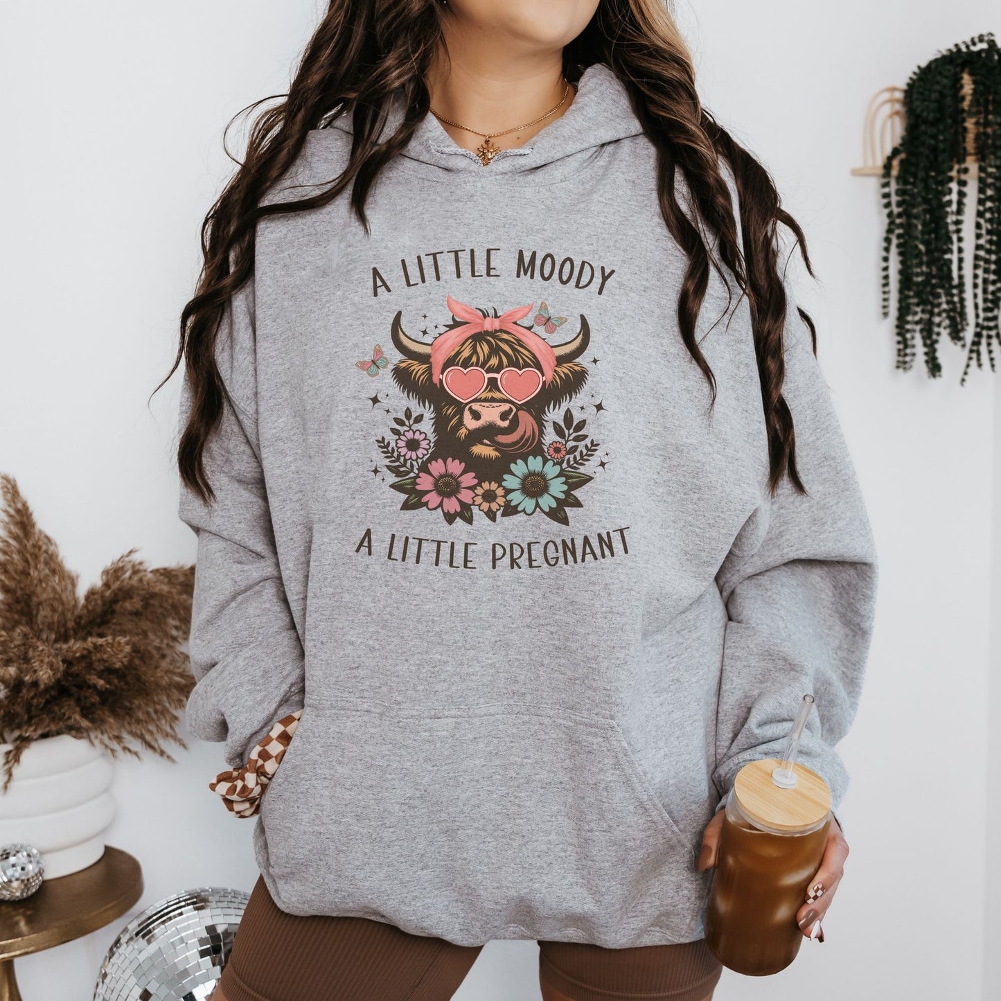 Moody and Pregnant Western Pregnancy Hoodie