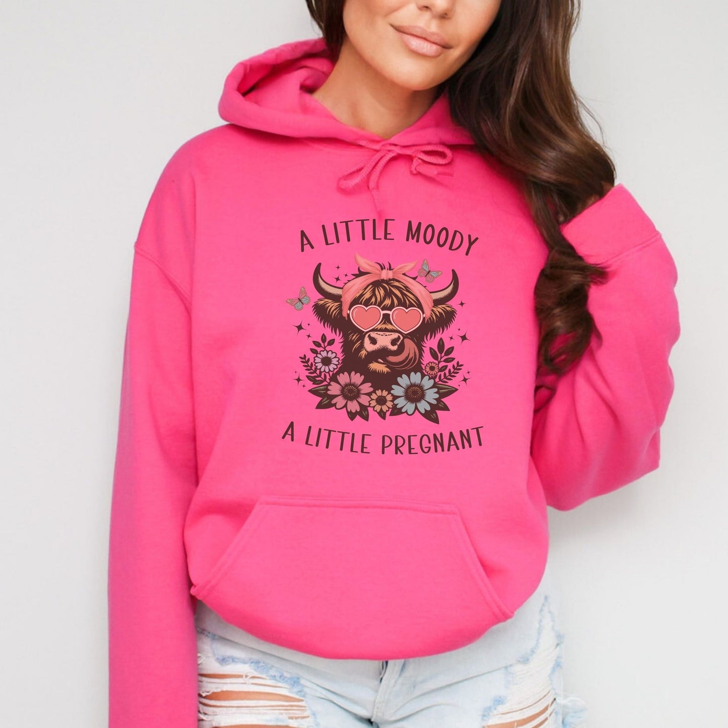 Moody and Pregnant Western Pregnancy Hoodie