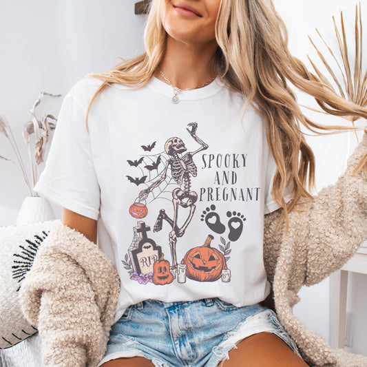 Spooky and Pregnant Halloween Pregnancy T-Shirt