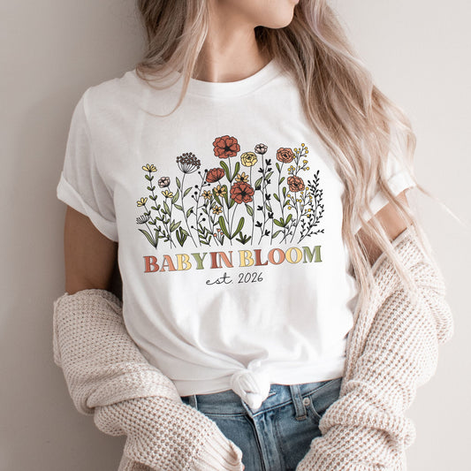 Personalized Baby in Bloom Pregnancy T-Shirt