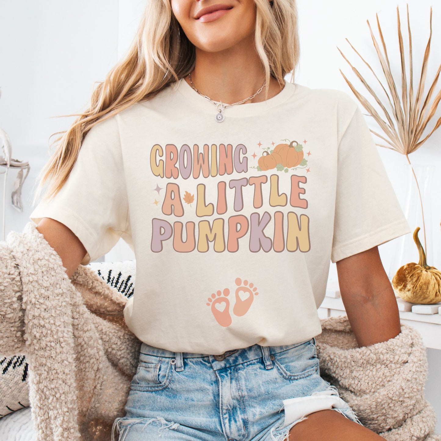 Growing A Little Pumpkin Fall Pregnancy T-Shirt
