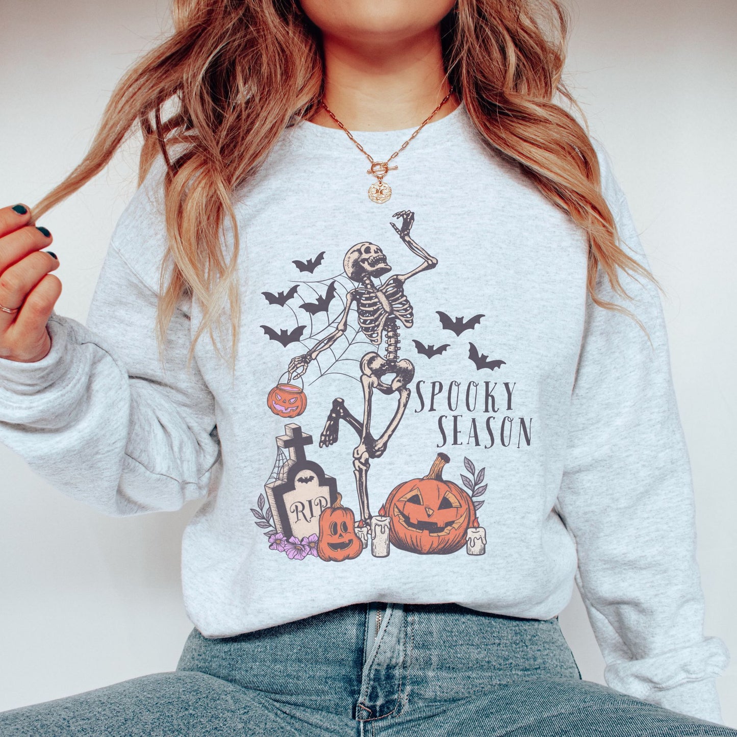 Skeleton Spooky Season Halloween Sweatshirt