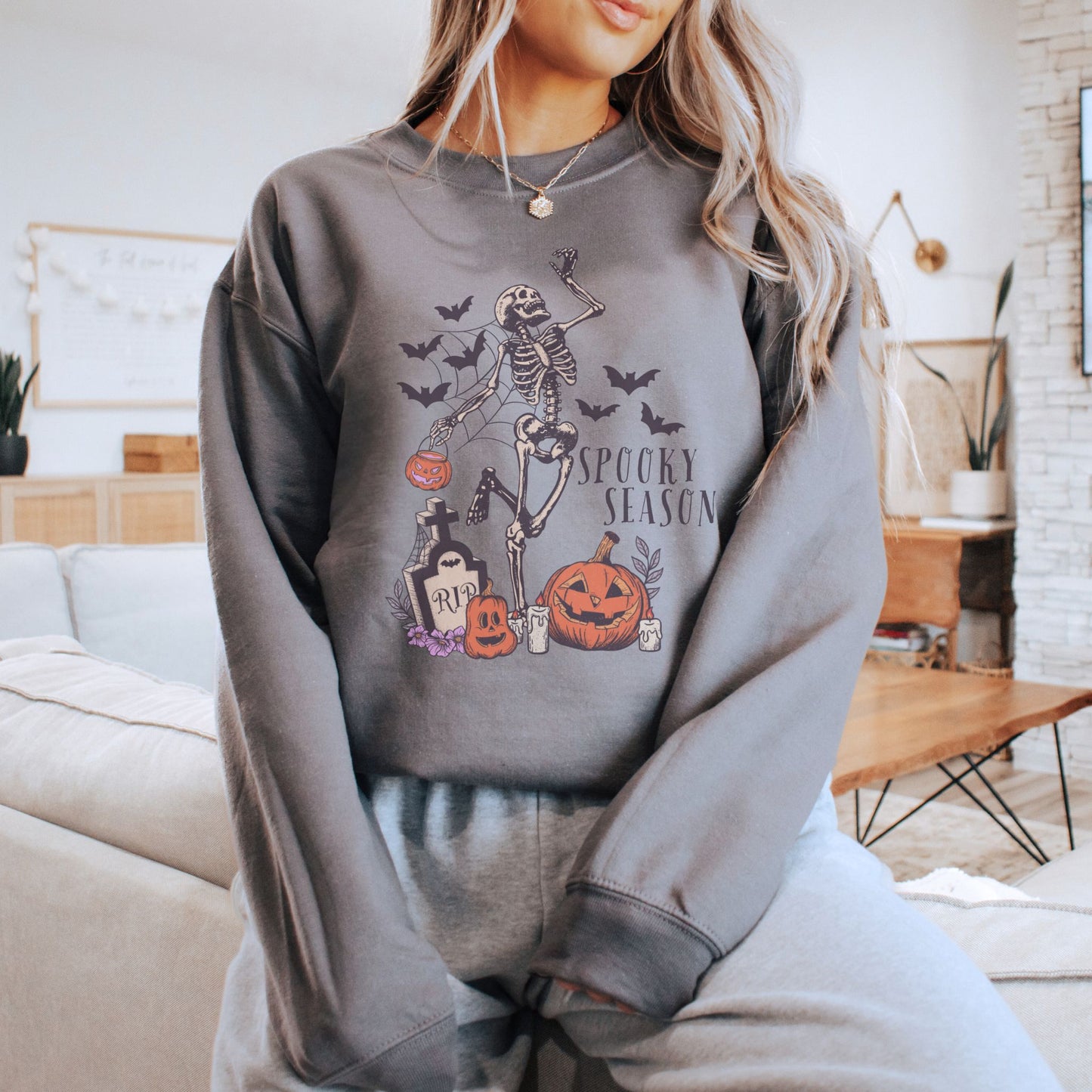 Skeleton Spooky Season Halloween Sweatshirt