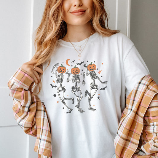Dancing Pumpkin Head Skeleton Shirt
