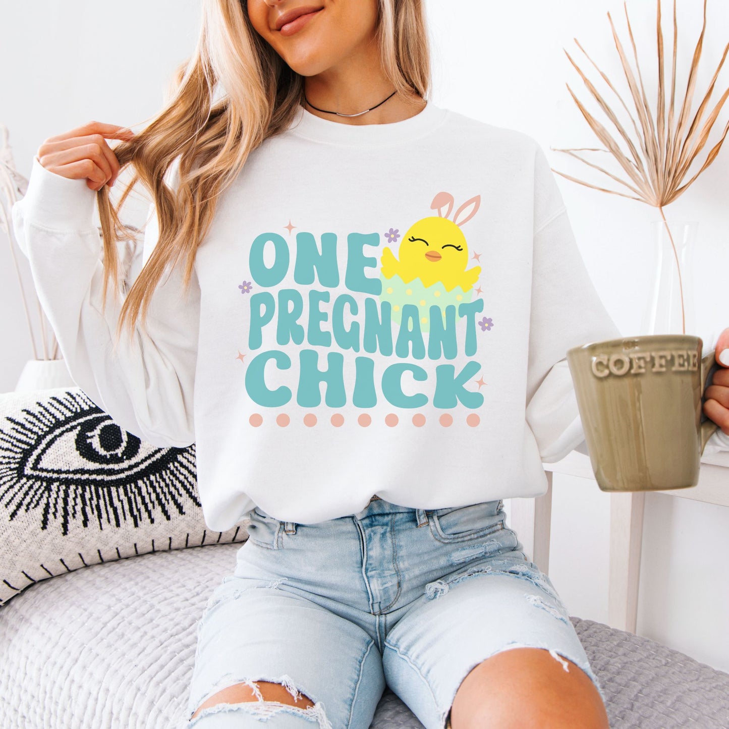 One Pregnant Chick Easter Pregnancy Sweatshirt