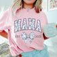 Personalized Mama Est. Year Floral Bow T-Shirt