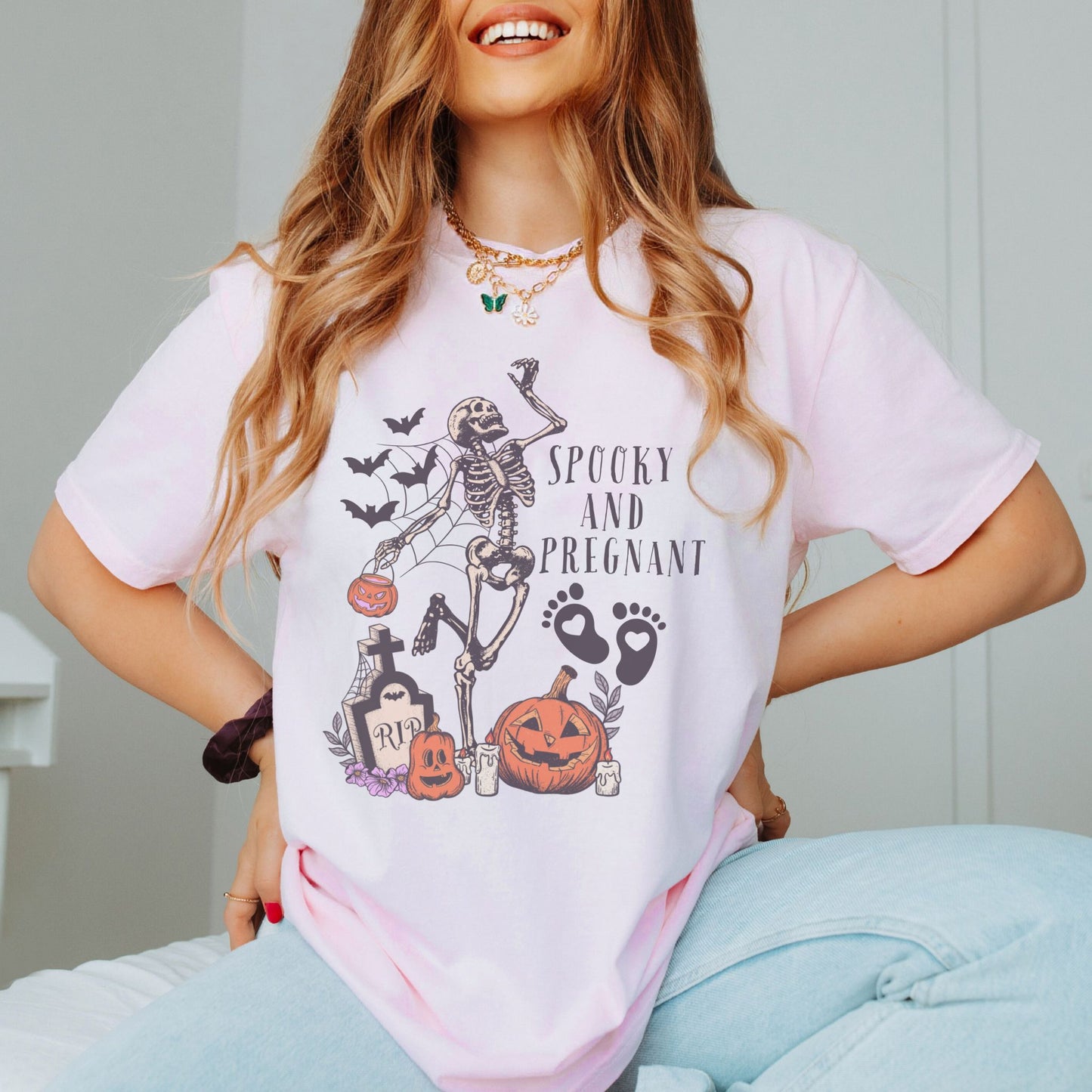 Spooky and Pregnant Halloween Pregnancy T-Shirt
