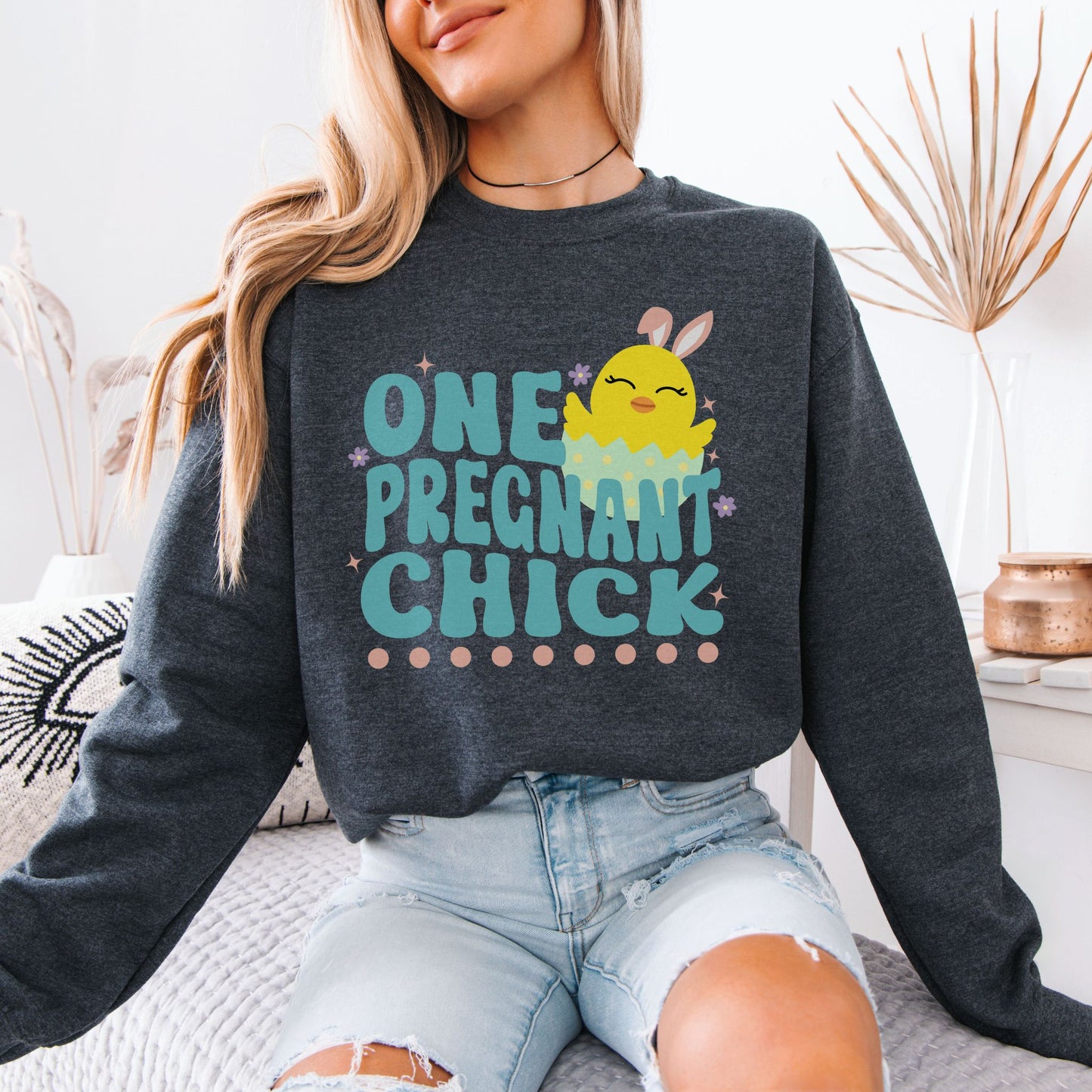 One Pregnant Chick Easter Pregnancy Sweatshirt