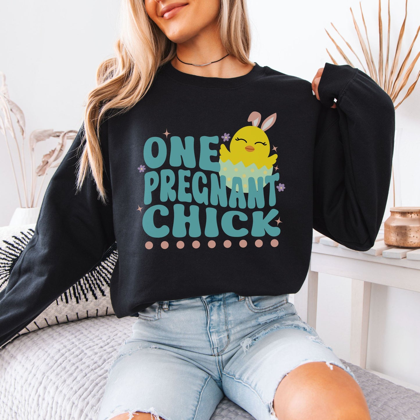 One Pregnant Chick Easter Pregnancy Sweatshirt
