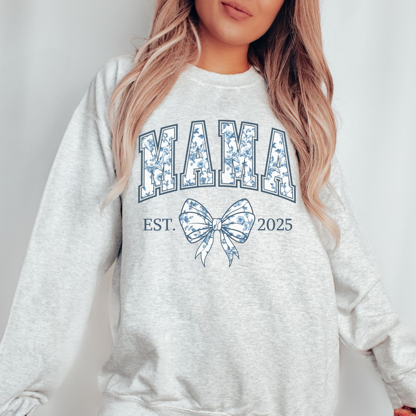 Personalized Mama Est. Year Floral Bow Sweatshirt