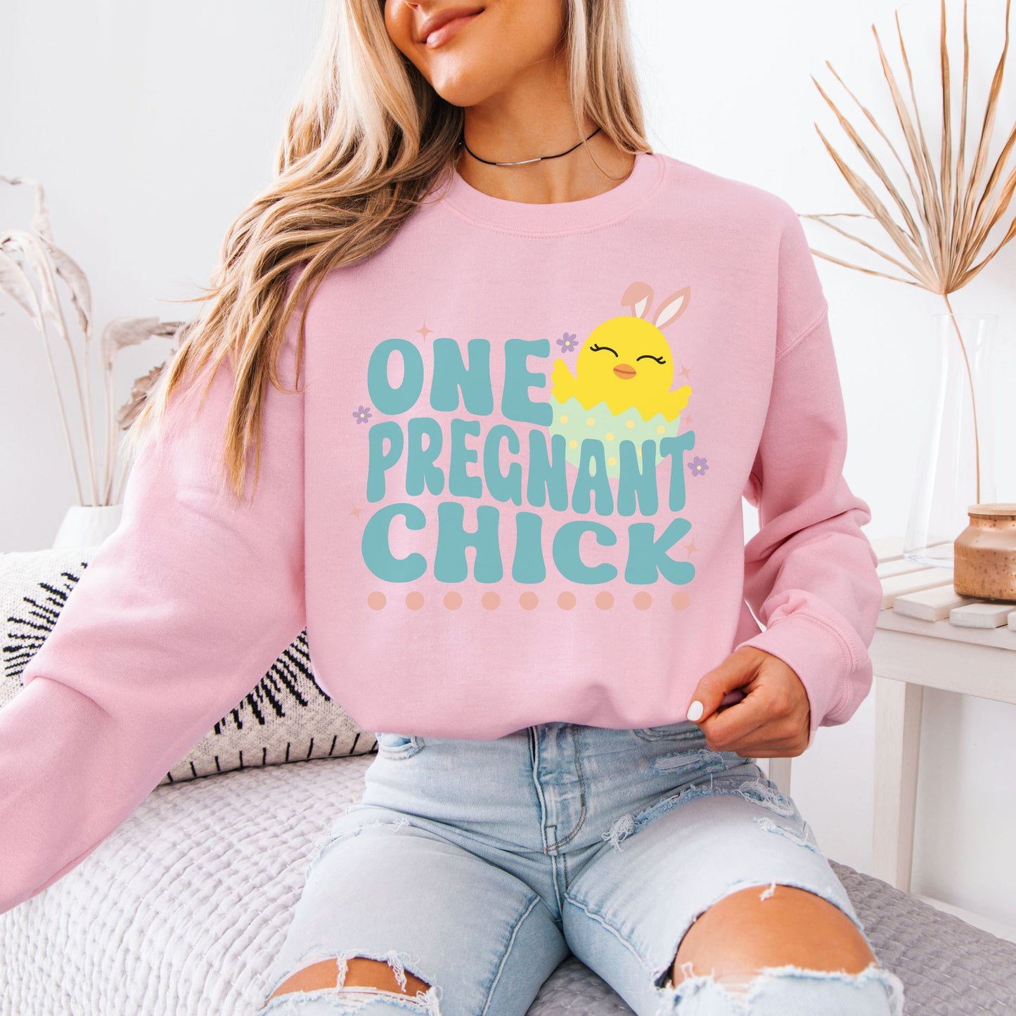 One Pregnant Chick Easter Pregnancy Sweatshirt