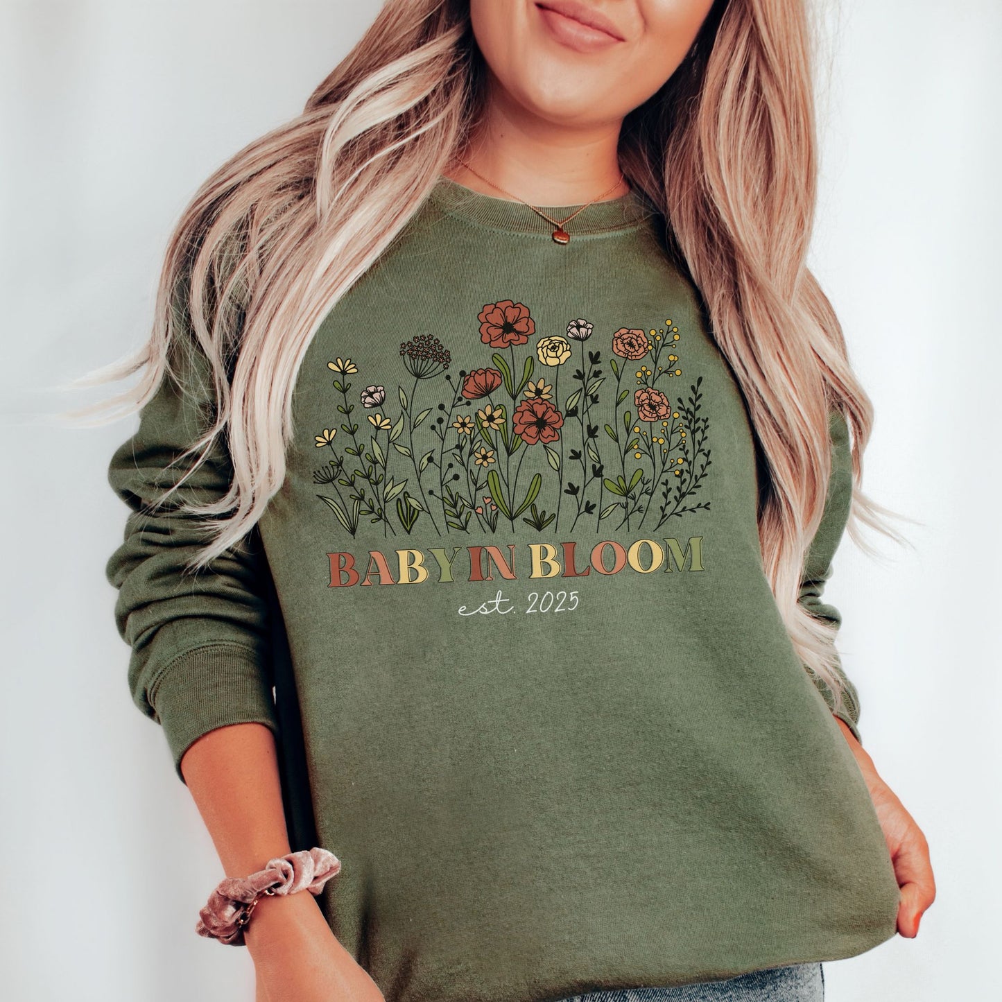 Personalized Baby in Bloom Pregnancy Sweatshirt