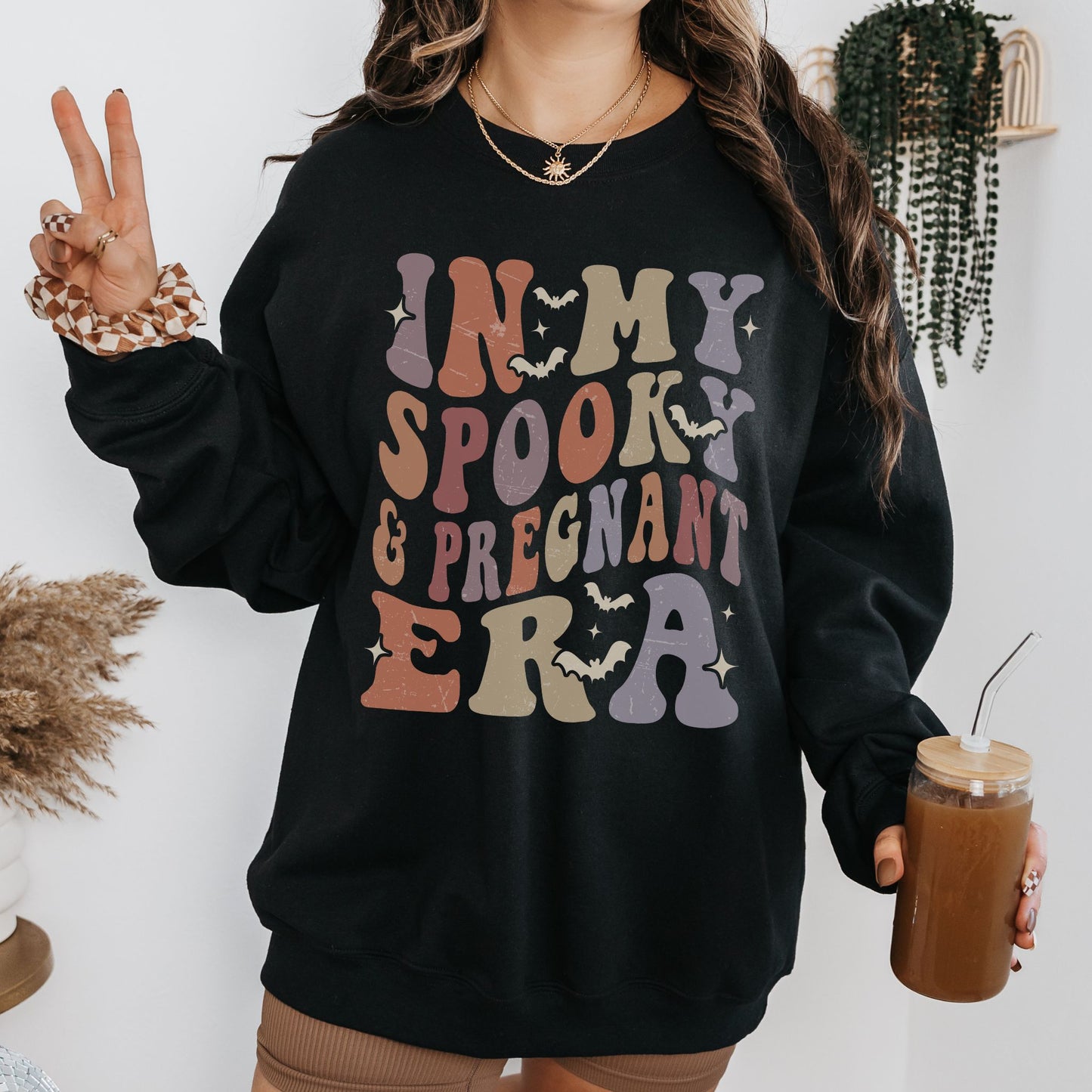 In My Spooky and Pregnant Era Halloween Pregnancy Sweatshirt