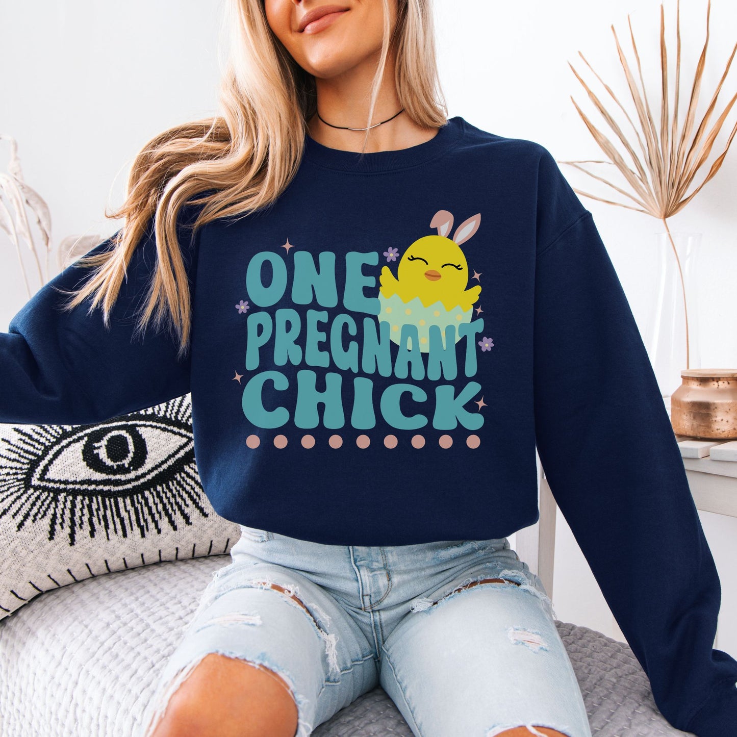 One Pregnant Chick Easter Pregnancy Sweatshirt