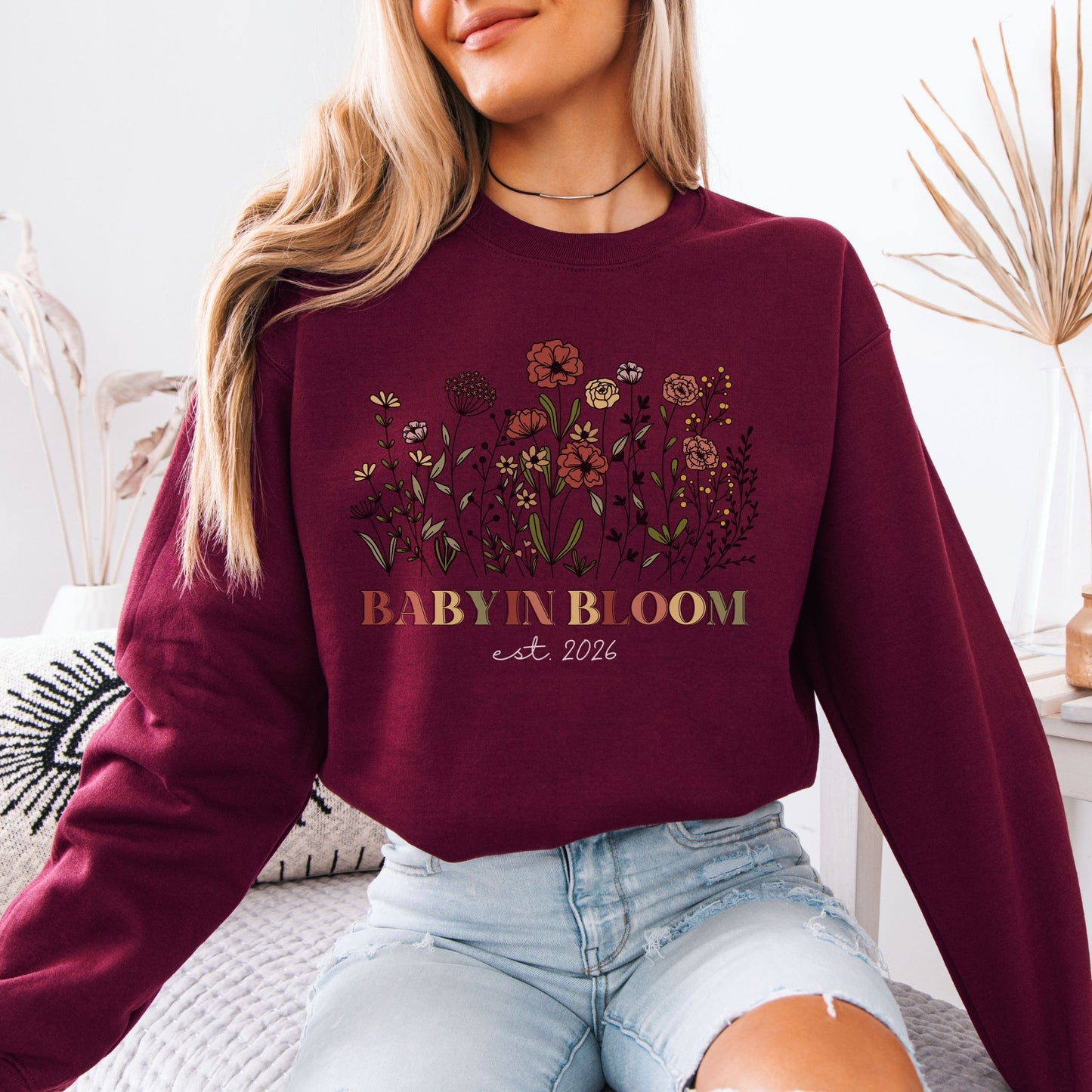 Personalized Baby in Bloom Pregnancy Sweatshirt
