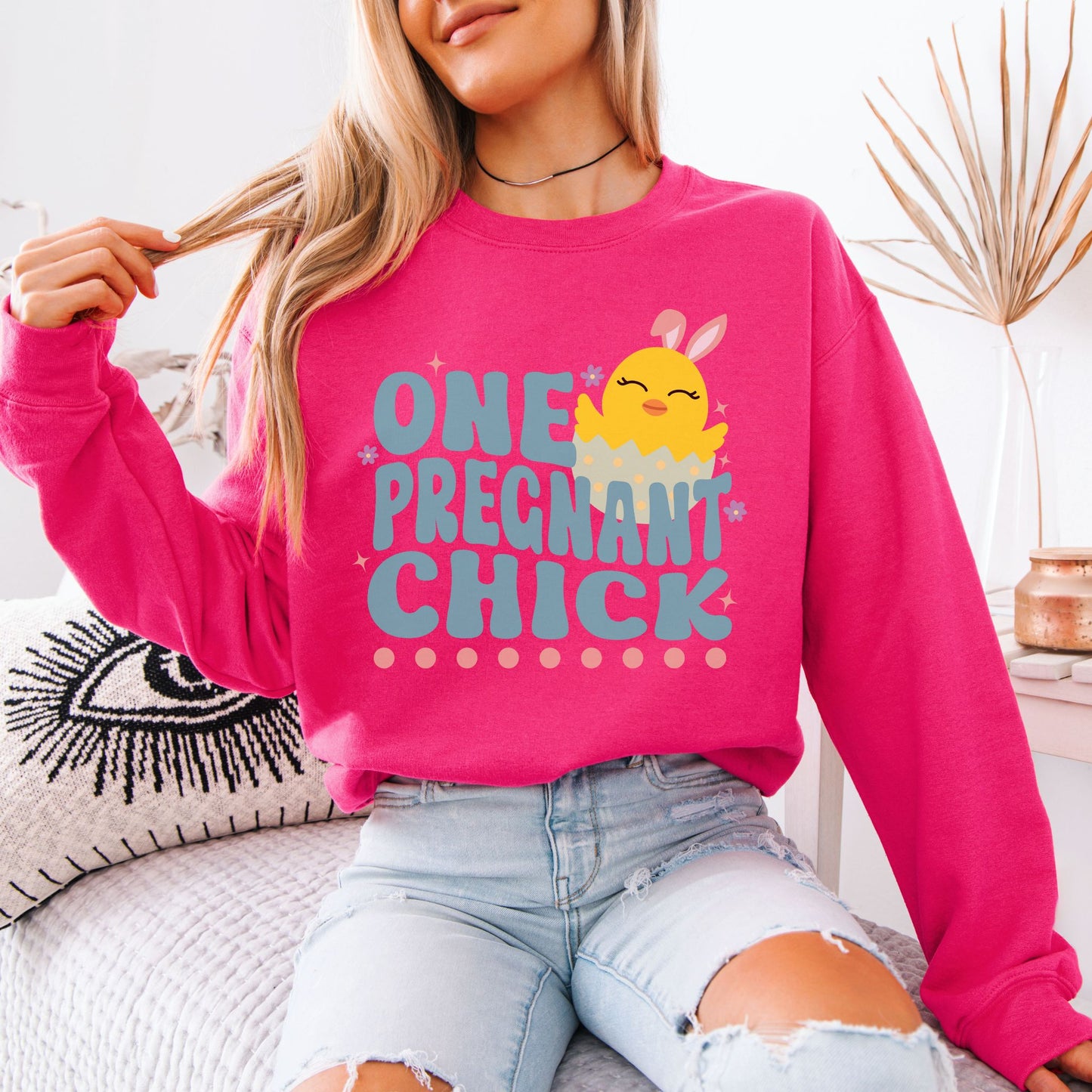 One Pregnant Chick Easter Pregnancy Sweatshirt