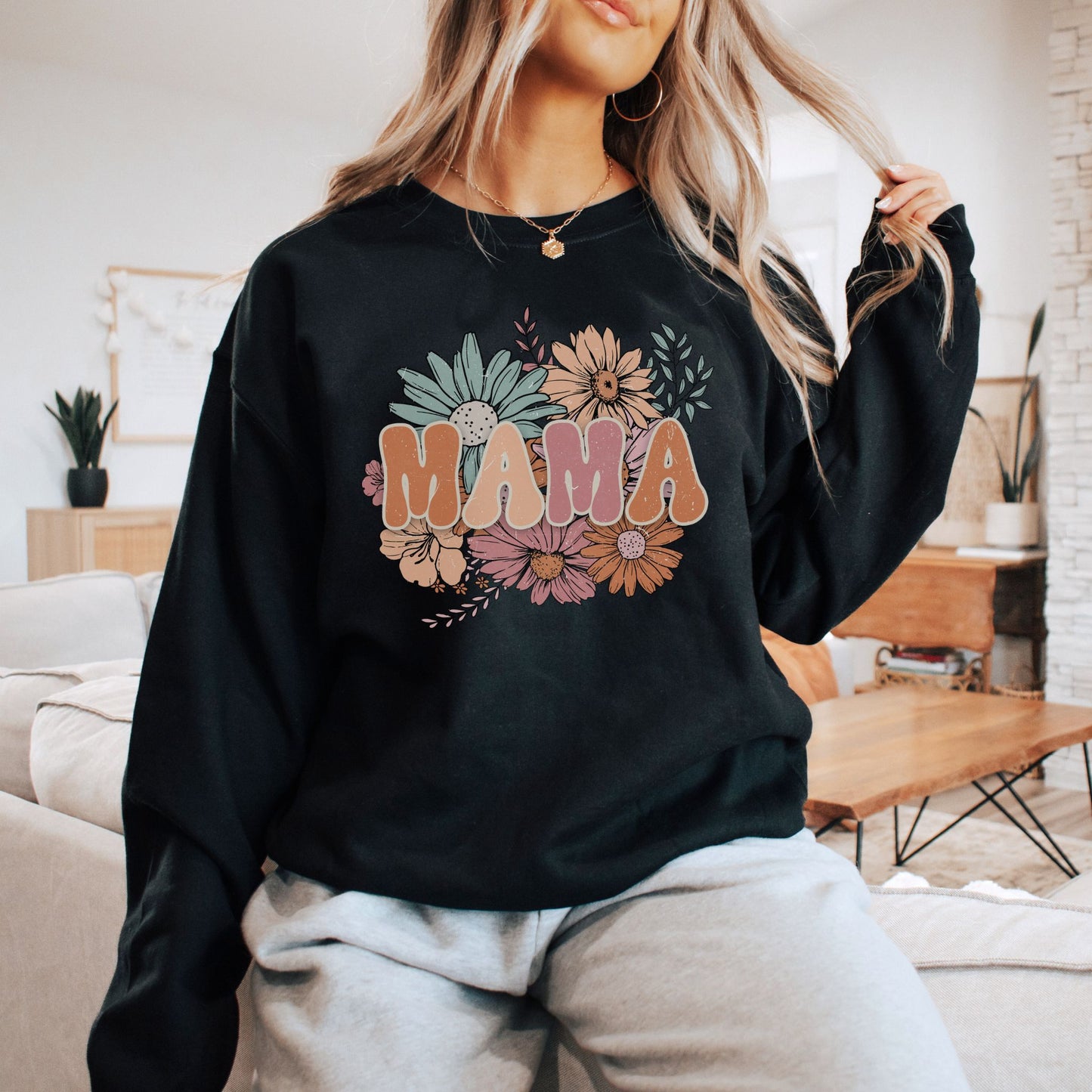 Retro Floral Mama Sweatshirt