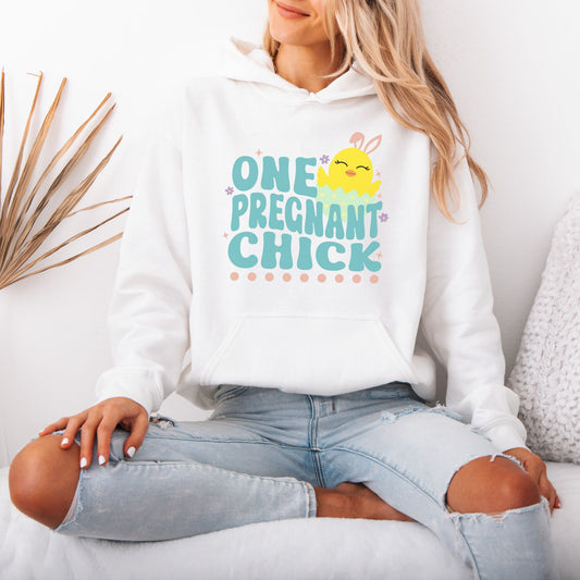 One Pregnant Chick Easter Pregnancy Hoodie