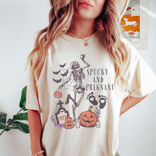 Spooky and Pregnant Halloween Pregnancy T-Shirt