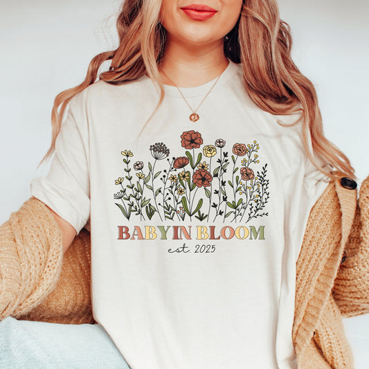Personalized Baby in Bloom Pregnancy T-Shirt