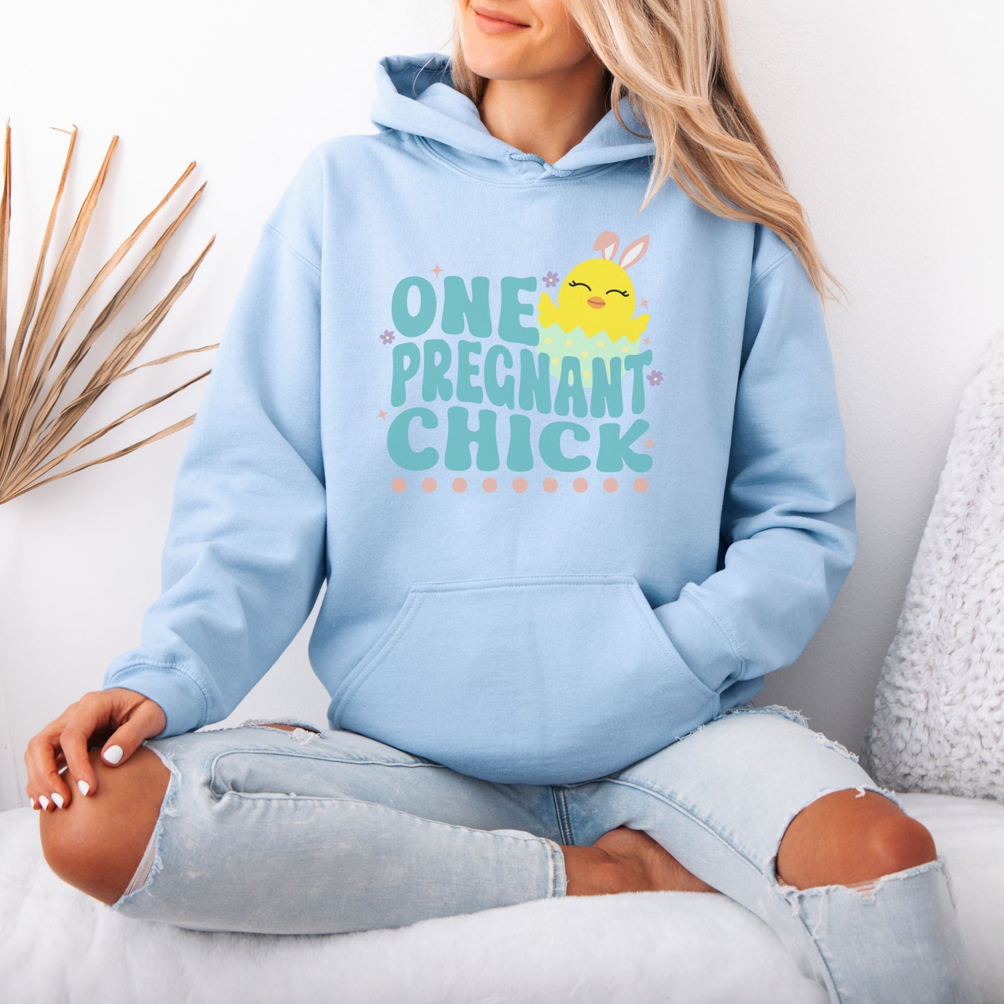 One Pregnant Chick Easter Pregnancy Hoodie