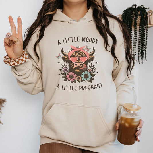 Moody and Pregnant Western Pregnancy Hoodie
