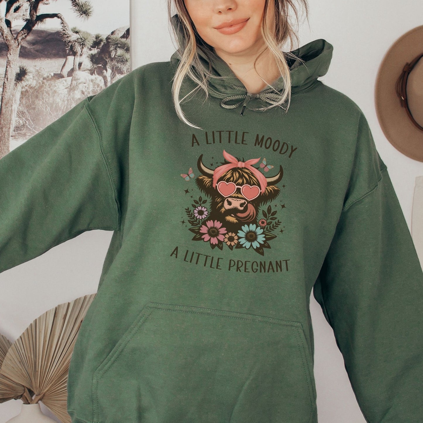 Moody and Pregnant Western Pregnancy Hoodie
