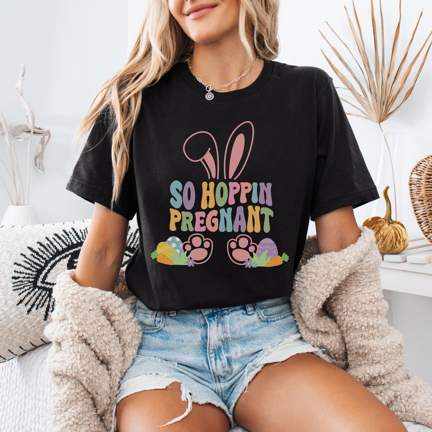 So Hoppin Pregnant Easter Pregnancy T-Shirt