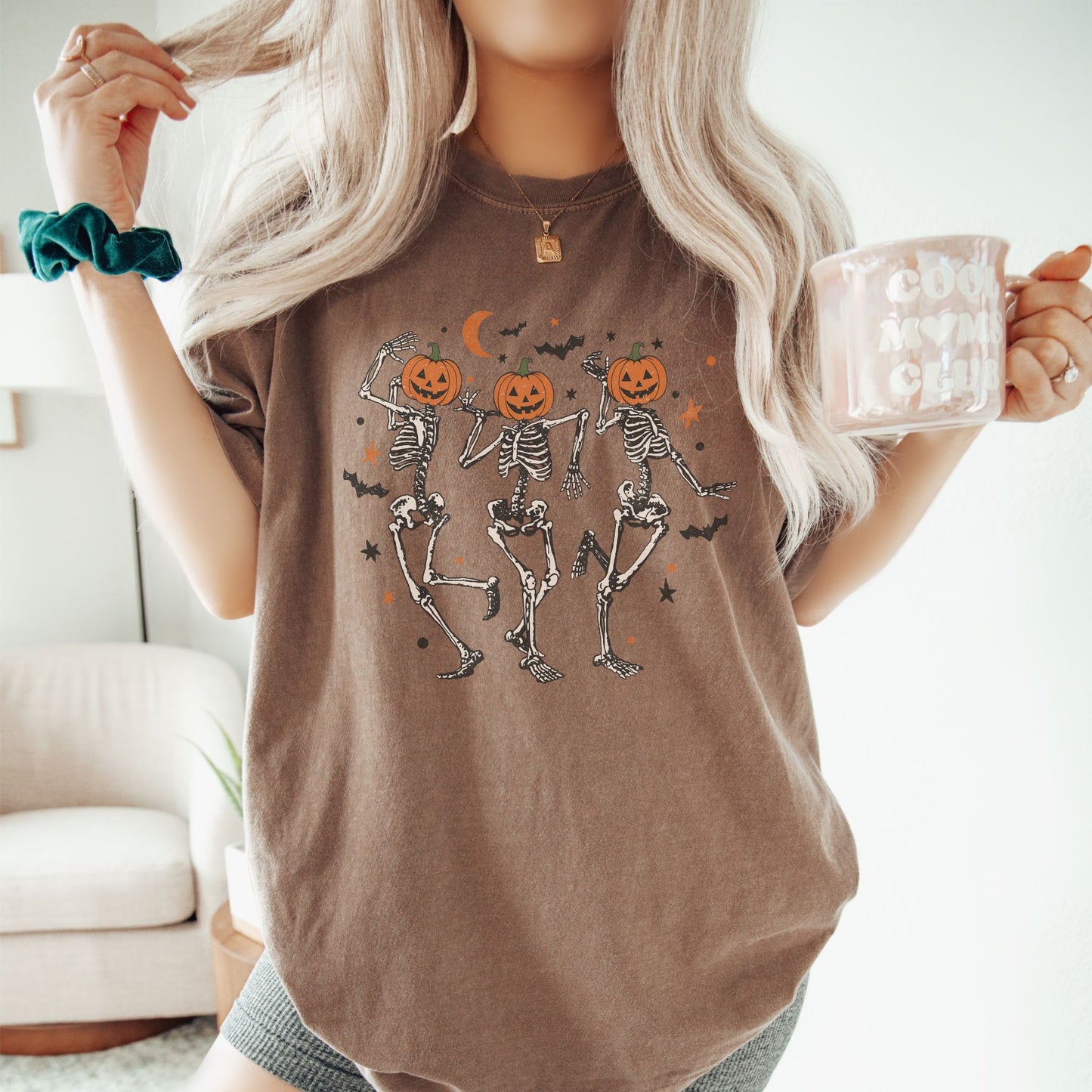 Dancing Pumpkin Head Skeleton Shirt
