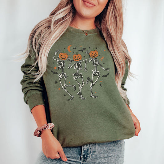 Dancing Pumpkin Head Skeleton Sweatshirt