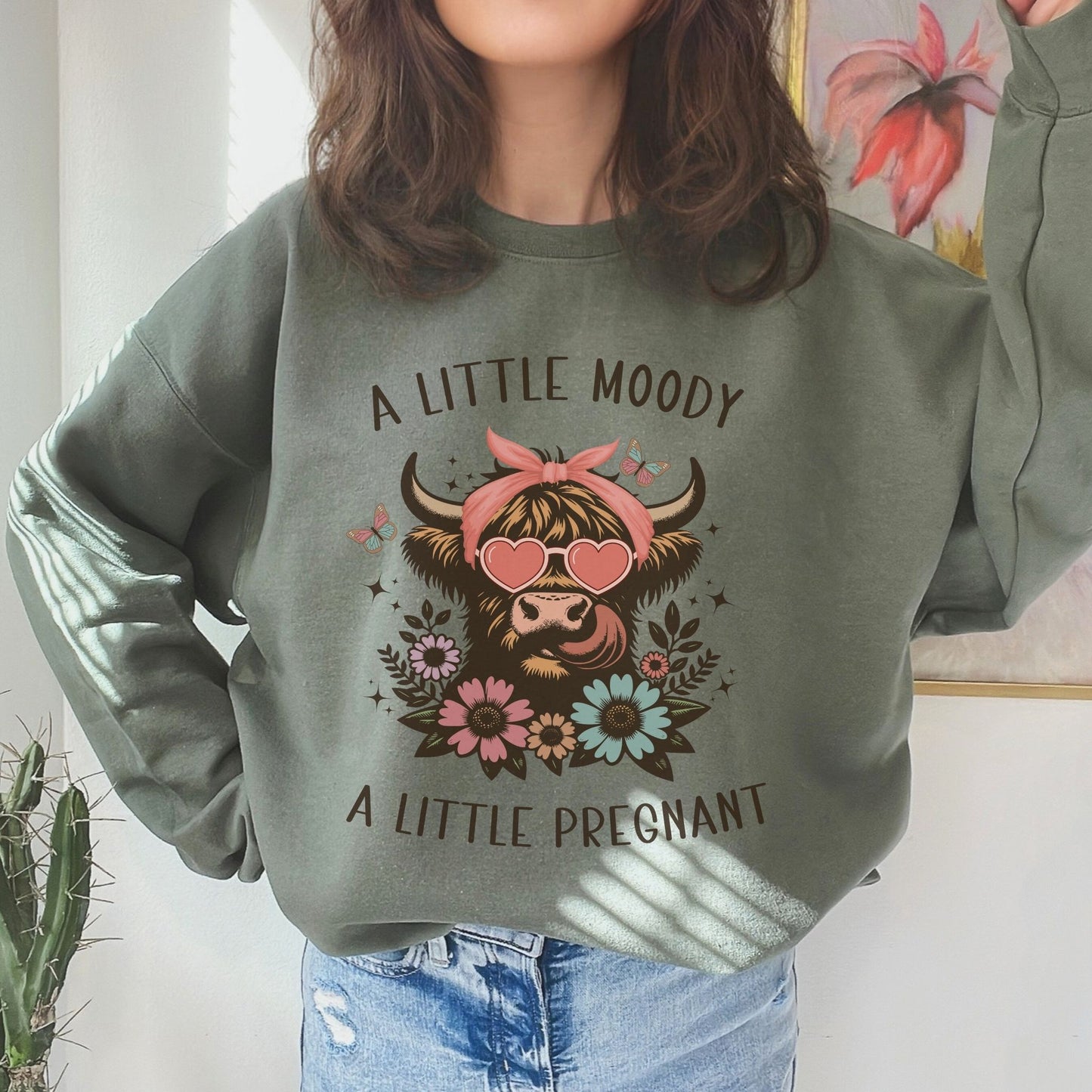 Moody and Pregnant Western Pregnancy Sweatshirt