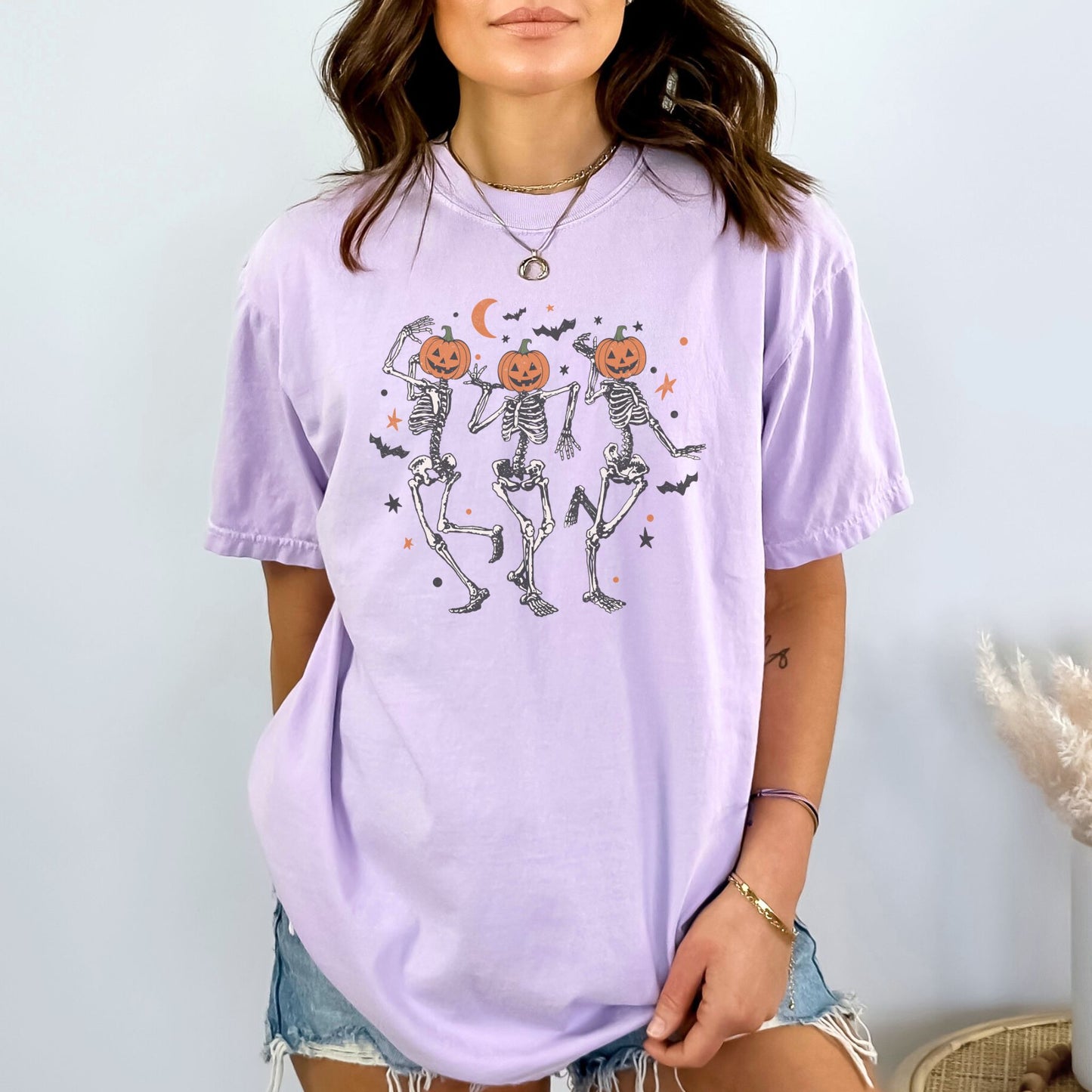 Dancing Pumpkin Head Skeleton Shirt