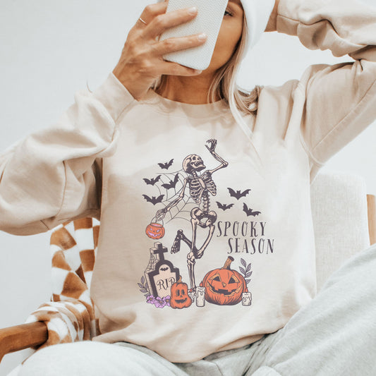 Skeleton Spooky Season Halloween Sweatshirt